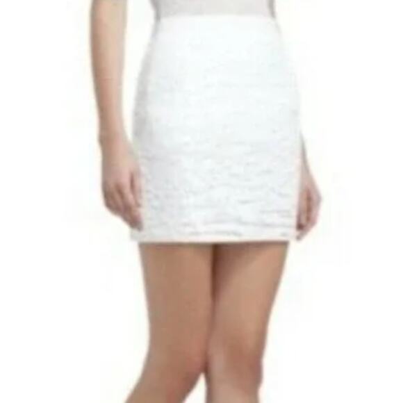 BCBG MaxAzria Percy Off White Sequin Bodycon Stretch Mini Skirt Size M - Picture 12 of 12